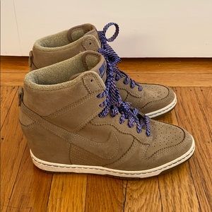 Nike Sky Hi Dunk Wedge Sneakers in Bamboo Suede